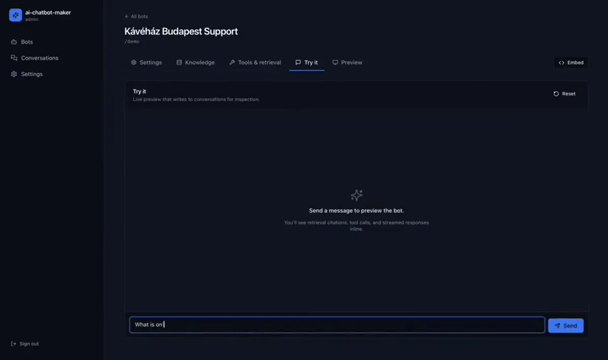 AI Chatbot Maker — In use