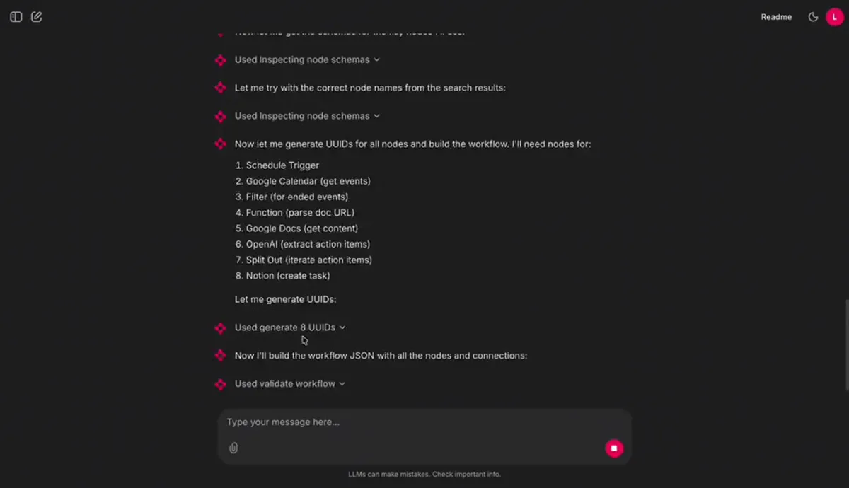 n8n AI Workflow Generator — Startzustand
