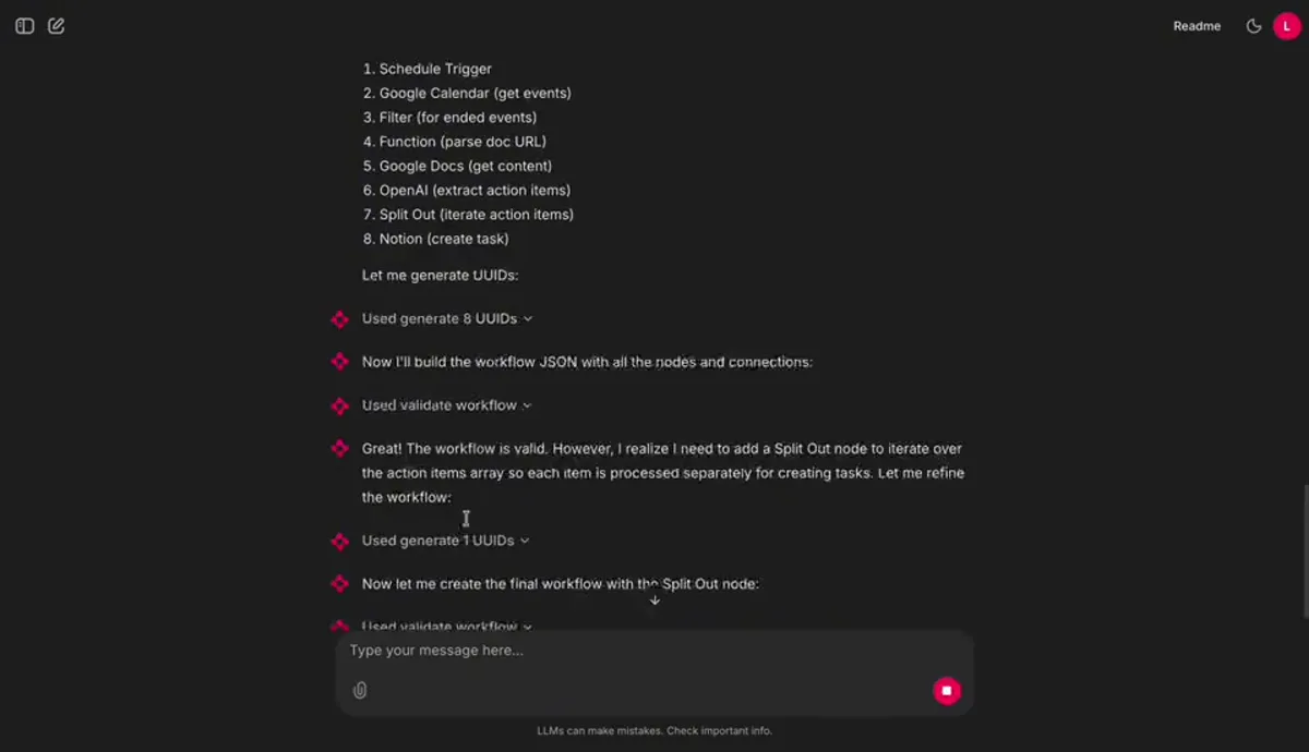 n8n AI Workflow Generator — In Benutzung